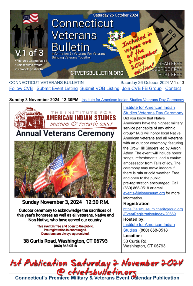 Institute for American Indian Studies Veterans Day Ceremony