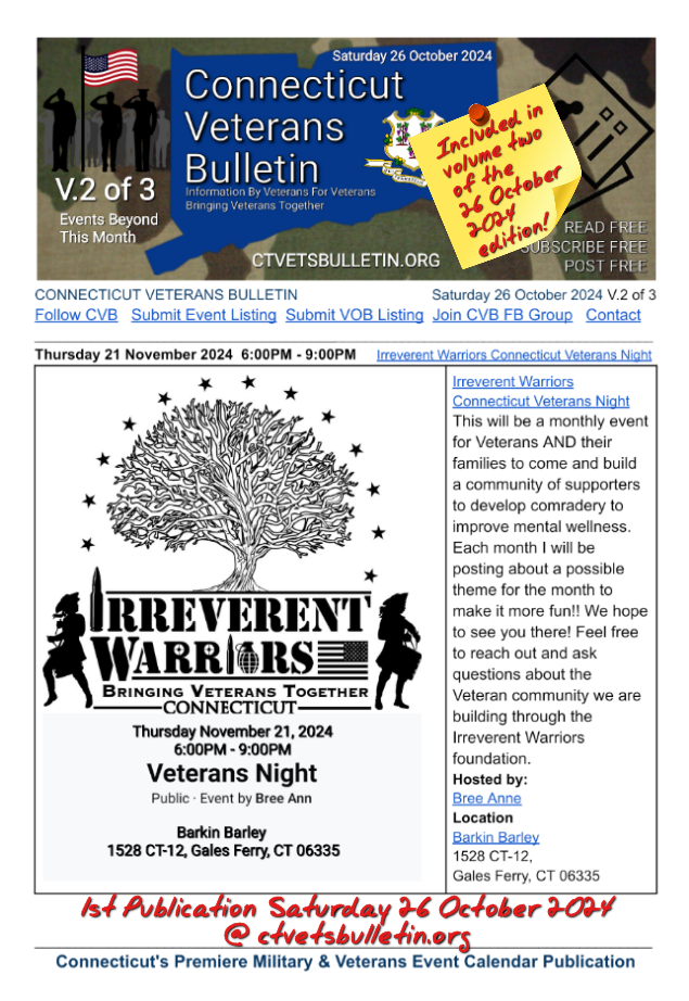 Irreverent Warriors Connecticut Veterans Night