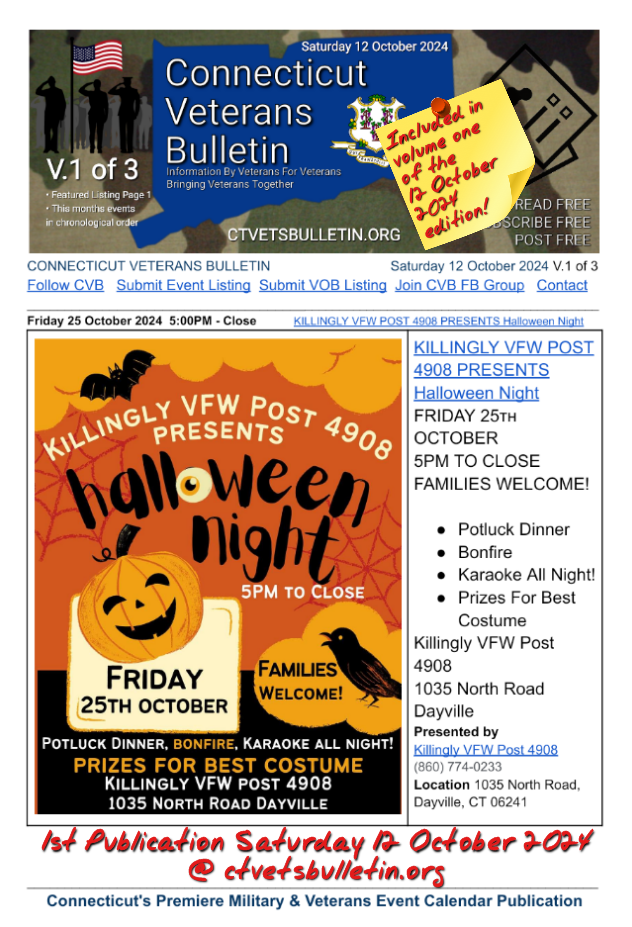 KILLINGLY VFW POST 4908 PRESENTS Halloween Night