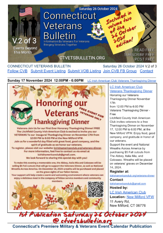 LC Irish American Club Veterans Thanksgiving Dinner