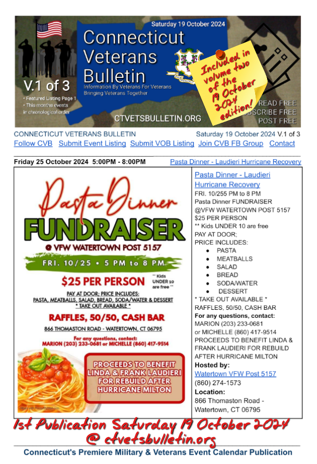 Pasta Dinner - Laudieri Hurricane Recovery