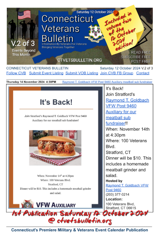 Raymond T. Goldbach VFW Post 9460 Auxiliary meatball sub fundraiser