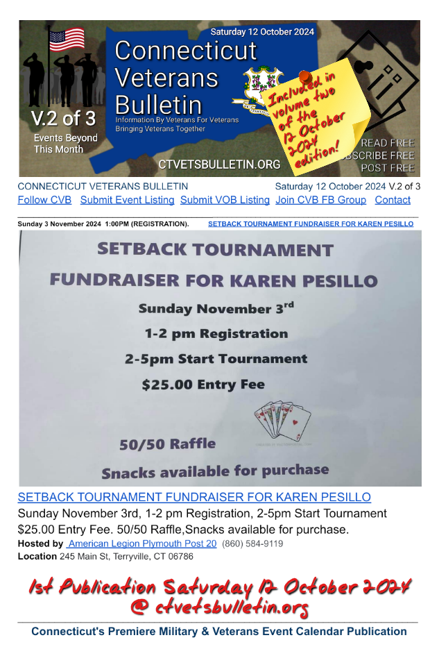 SETBACK TOURNAMENT FUNDRAISER FOR KAREN PESILLO