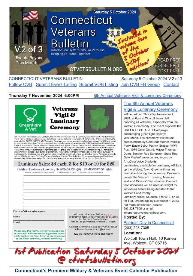 The 8th Annual Veterans Vigil & Luminary Ceremony