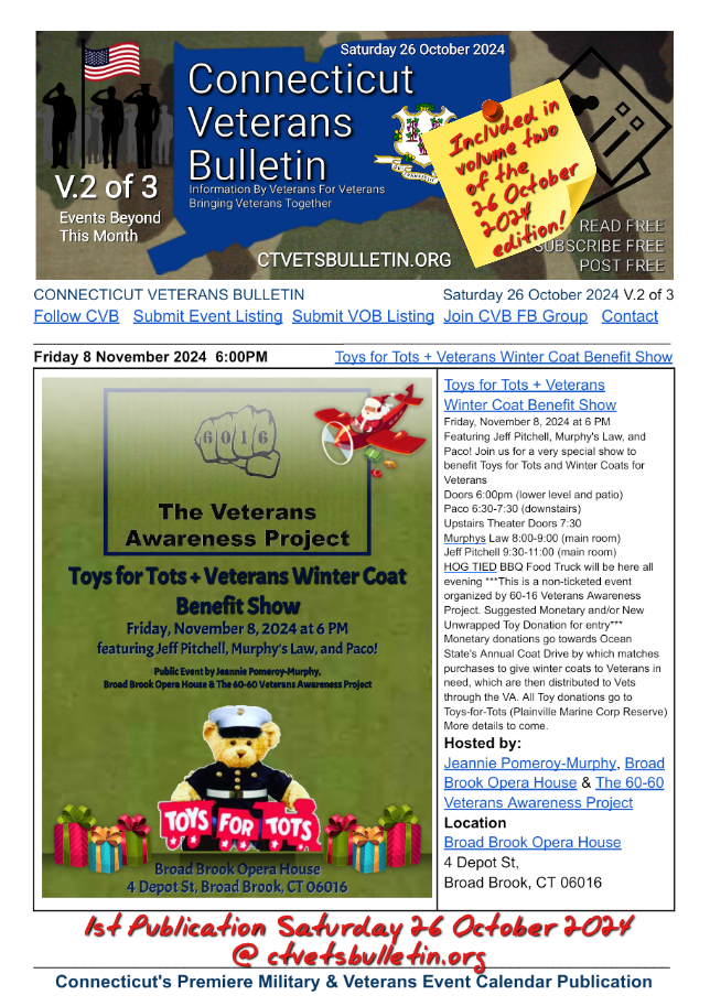 Toys for Tots + Veterans Winter Coat Benefit Show