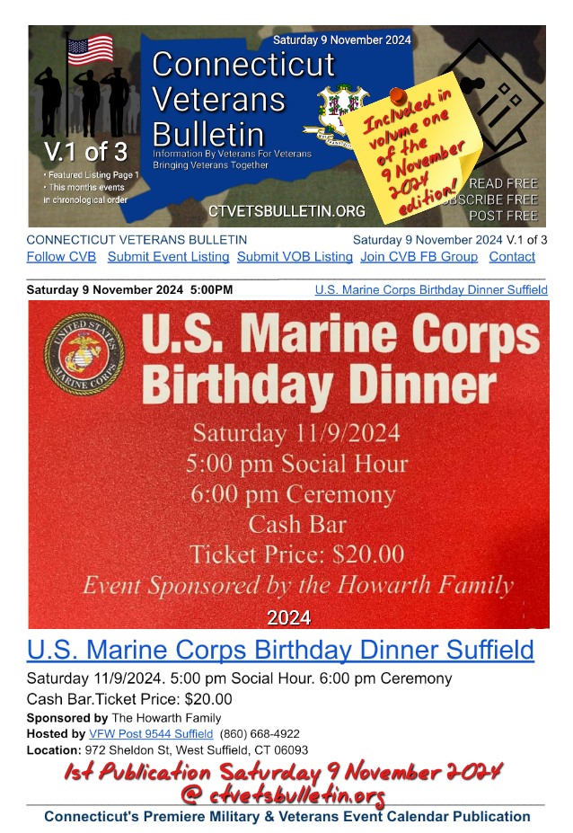 U.S. Marine Corps Birthday Dinner Suffield