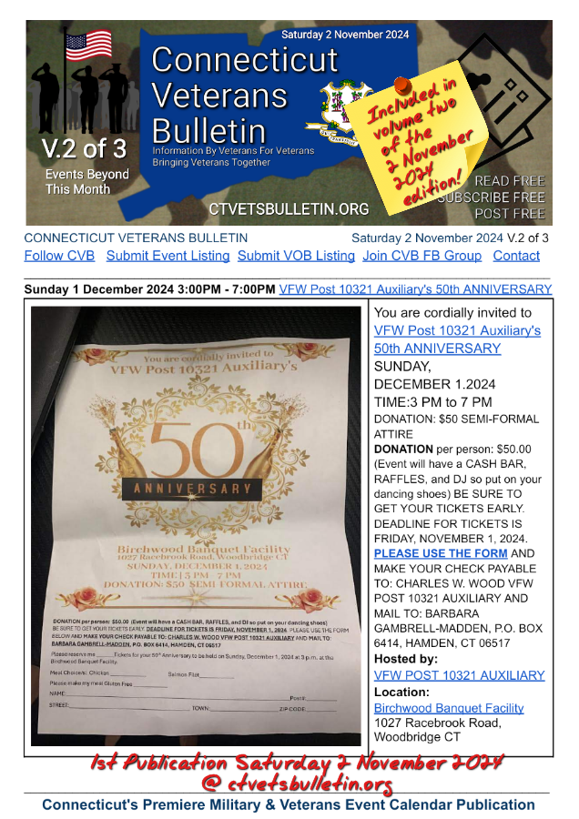 VFW Post 10321 Auxiliary's 50th ANNIVERSARY