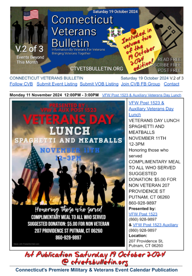 VFW Post 1523 & Auxiliary Veterans Day Lunch