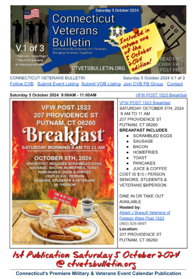 VFW POST 1523 Breakfast 5 October 2024