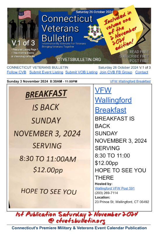 VFW Wallingford Breakfast