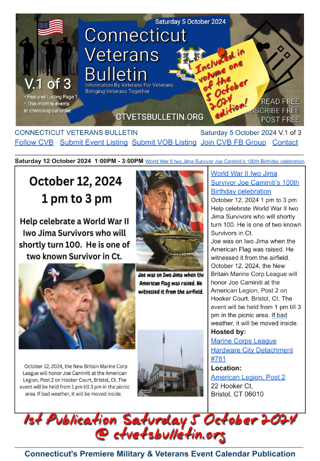 World War II Iwo Jima Survivor Joe Caminiti’s 100th Birthday celebration