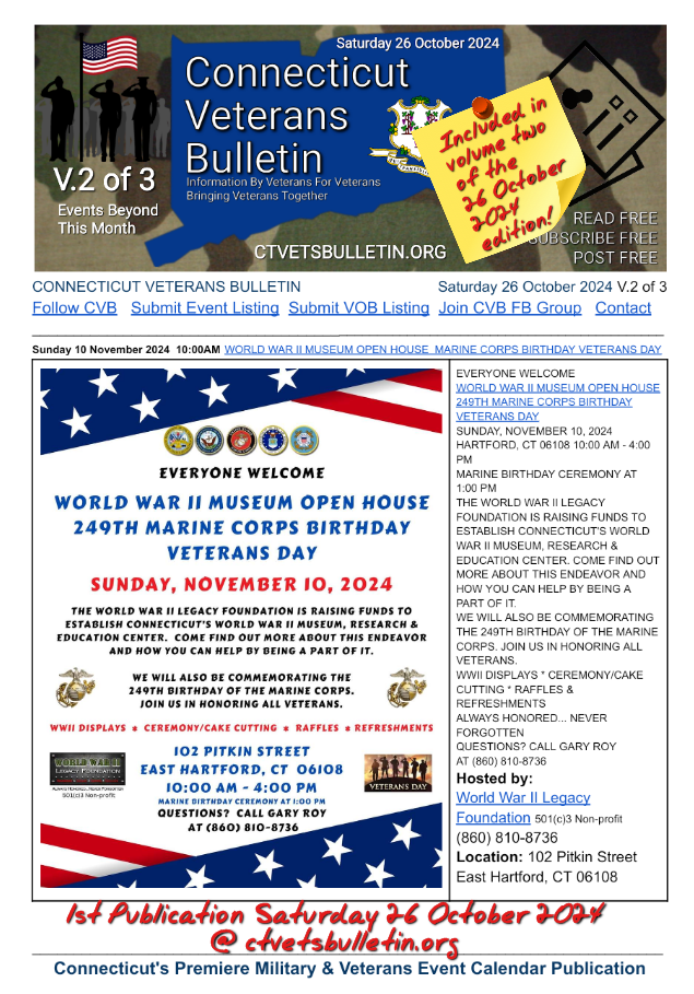WORLD WAR II MUSEUM OPEN HOUSE 249ΤΗ ΜARINE CORPS BIRTHDAY VETERANS DAY