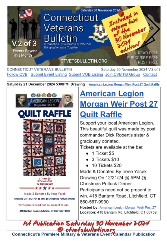 American Legion Morgan Weir Post 27 Quilt Raffle