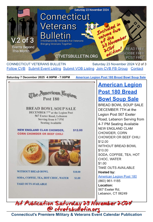 American Legion Post 180 Bread Bowl Soup Sale