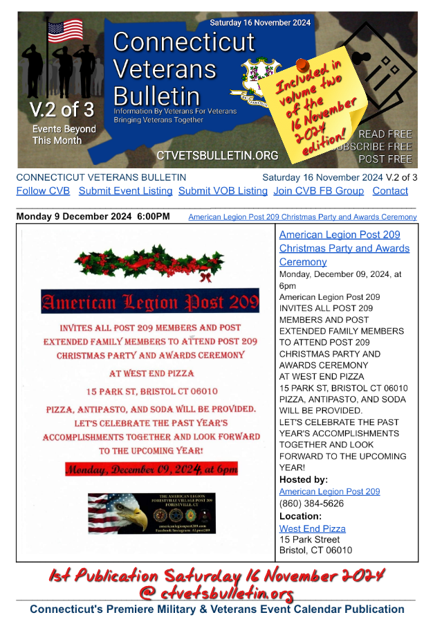 American Legion Post 209 Christmas Party and Awards Ceremony