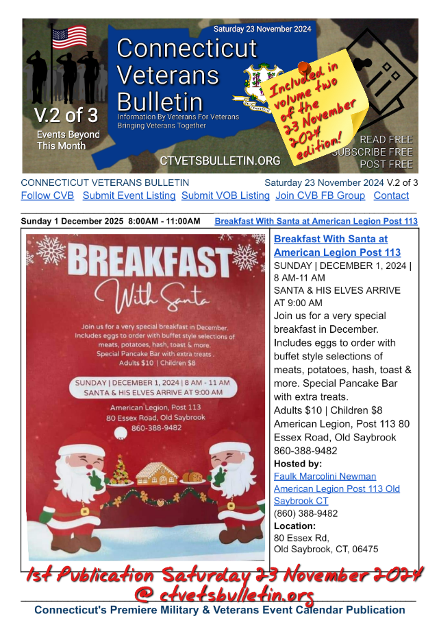 Breakfast With Santa at American Legion Post 113