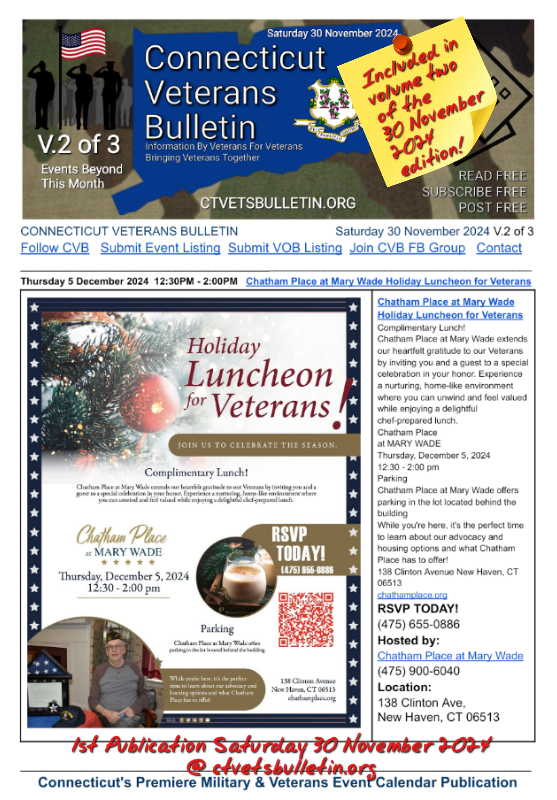 Chatham Place at Mary Wade Holiday Luncheon for Veterans