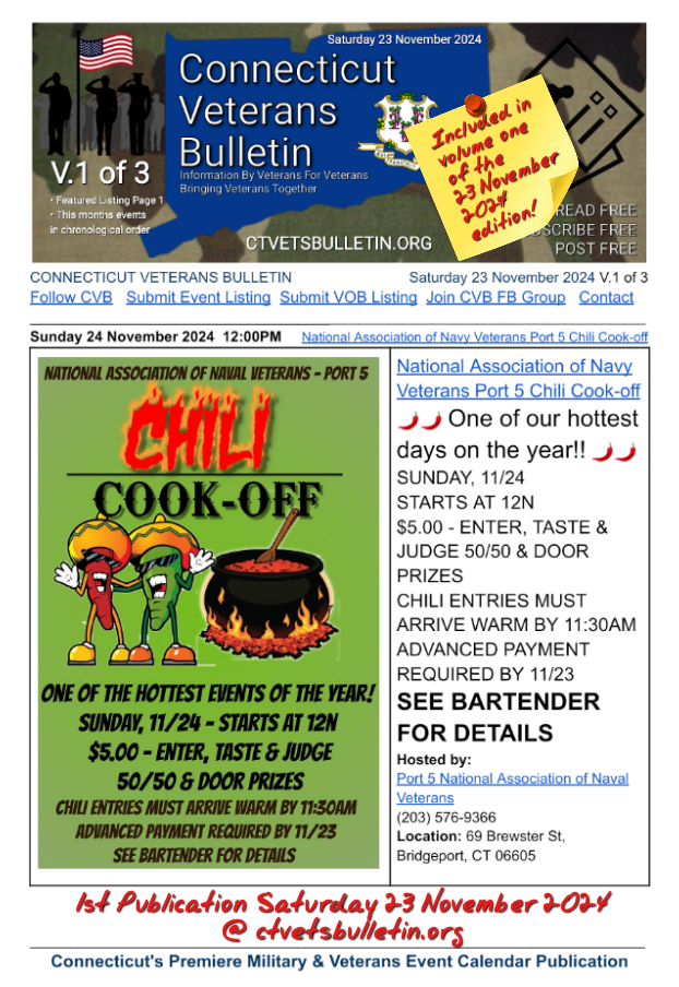 National Association of Navy Veterans Port 5 Chili Cook-off
