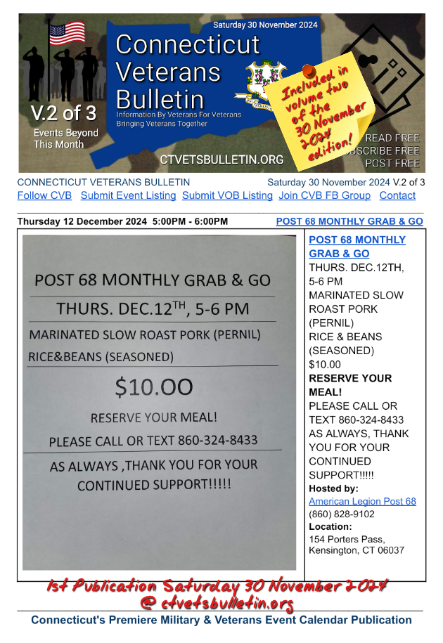 POST 68 MONTHLY GRAB & GO