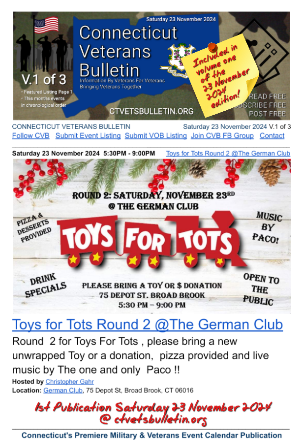 Toys for Tots Round 2 @The German Club