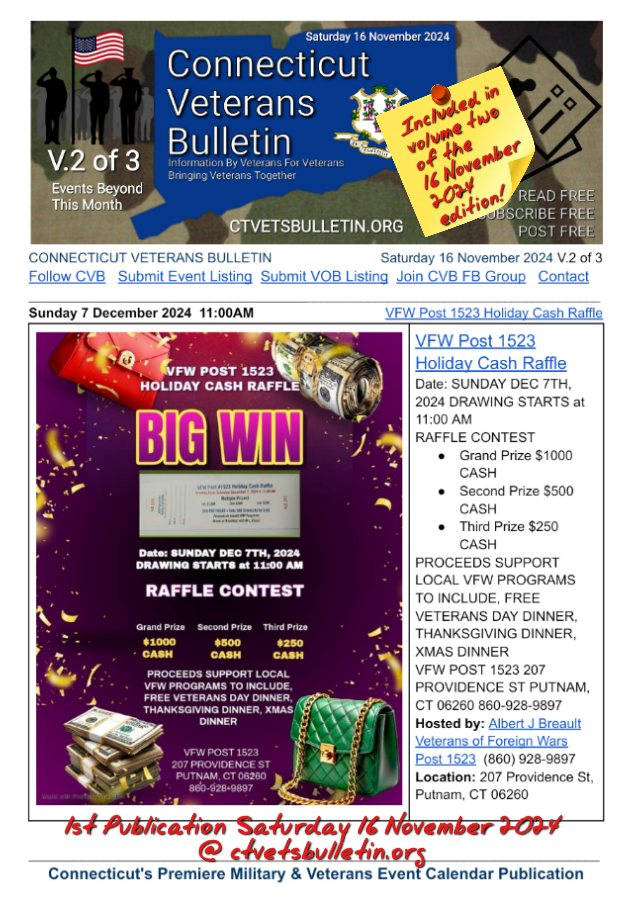 VFW Post 1523 Holiday Cash Raffle