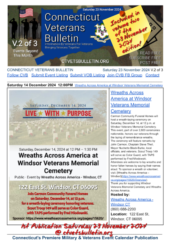 Wreaths Across America at Windsor Veterans Memorial Cemetery