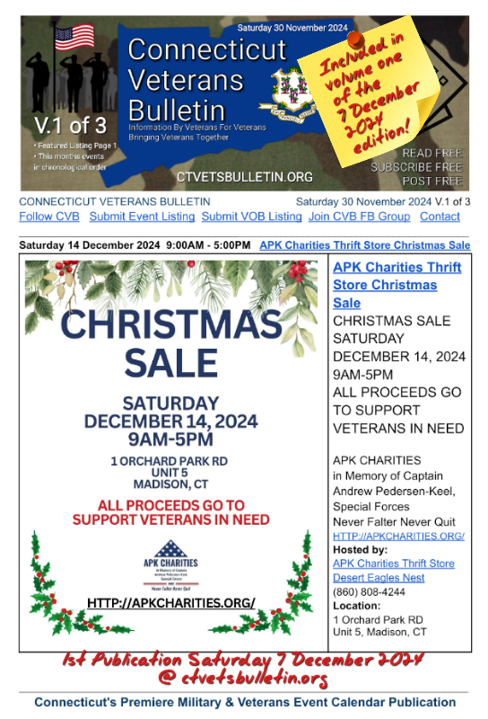 APK Charities Thrift Store Christmas Sale