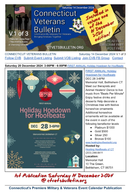 FIRST ANNUAL Holiday Hoedown for Hoofbeats