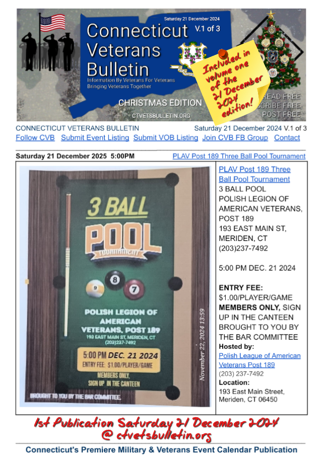 PLAV Post 189 Three Ball Pool Tournament