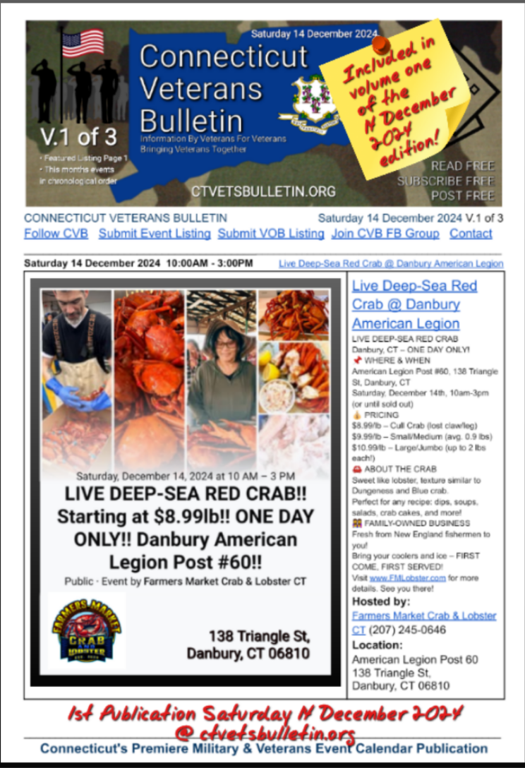 Live Deep-Sea Red Crab @ Danbury American Legion