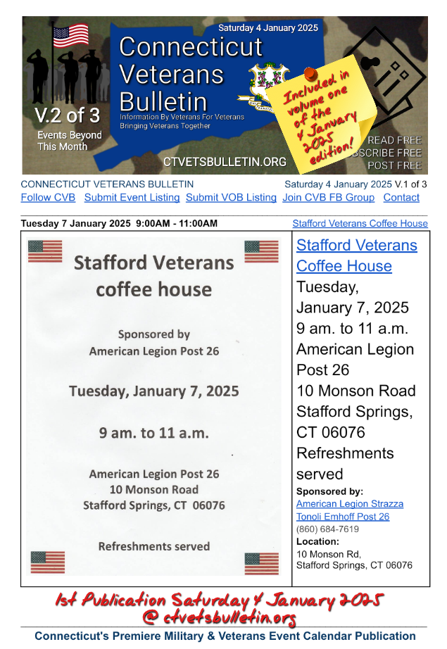 Stafford Veterans Coffee House 7 January 2025