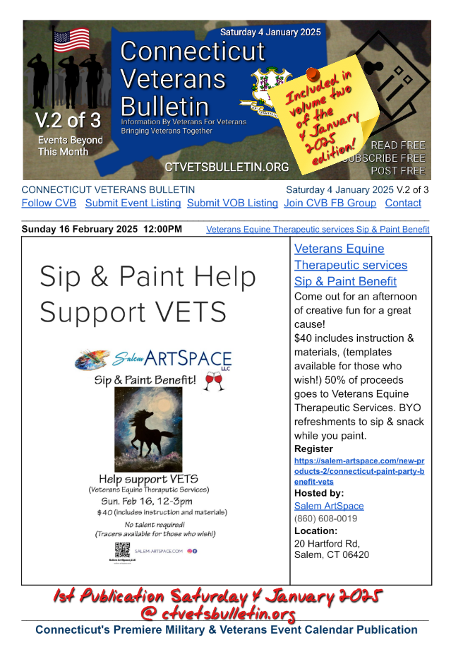 Veterans Equine Therapeutic services Sip & Paint Benefit