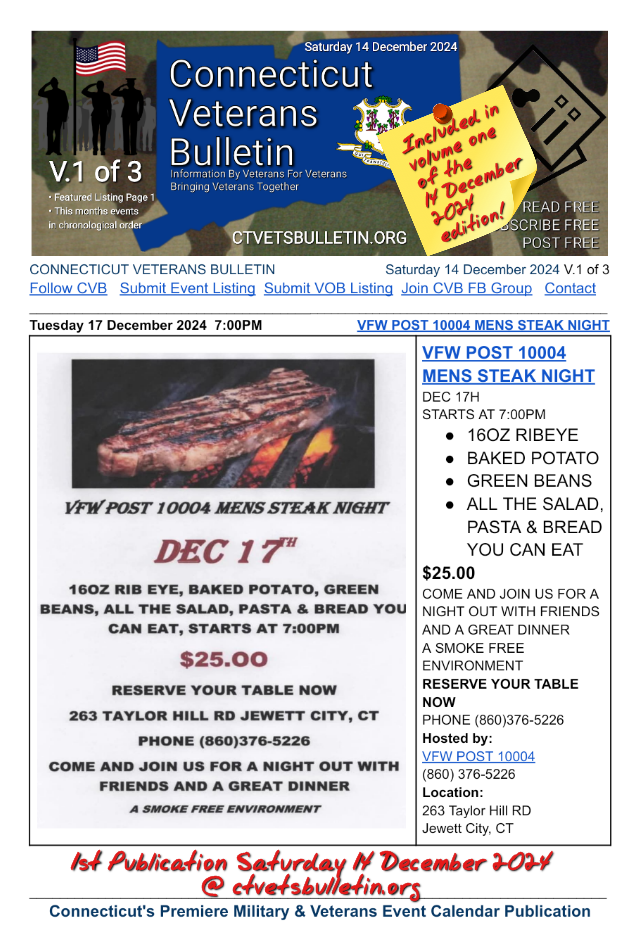 VFW POST 10004 MENS STEAK NIGHT