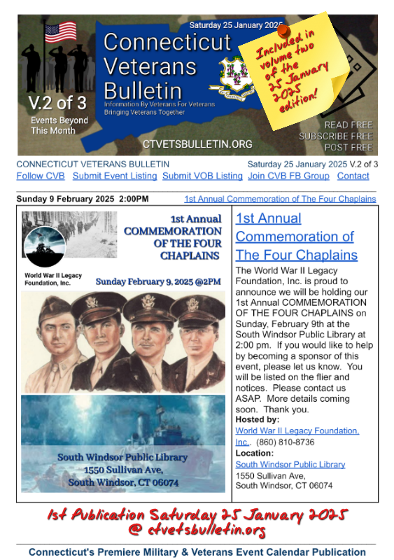 1st Annual Commemoration of The Four Chaplains