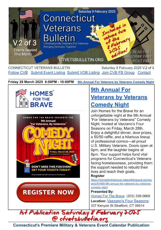 9th Annual For Veterans by Veterans Comedy Night