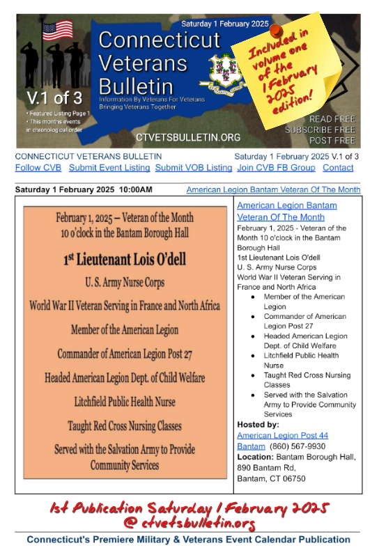 American Legion Bantam Veteran Of The Month