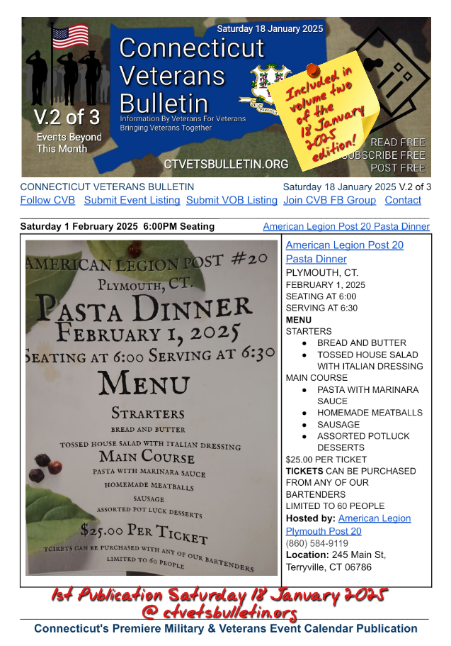 American Legion Post 20 Pasta Dinner