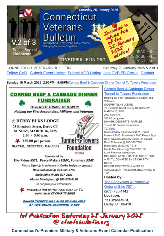 Corned Beef & Cabbage Dinner Tunnel To Towers Fundraiser