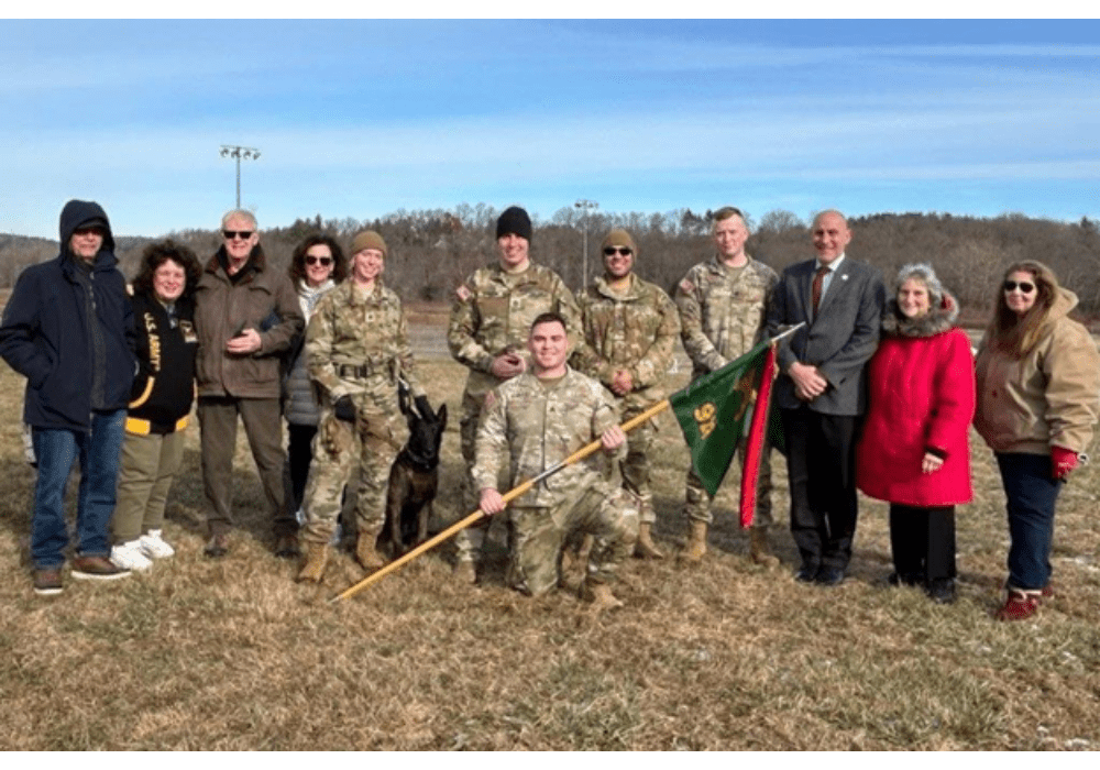 On a recent December morning, dogs and their handlers from the US Army Connecticut National Guard, 928 Military Police Detachment, demonstrated their skills for a group of interested Newtown residents at the Connecticut National Guard facility at Fairfield Hills, Newtown, CT.