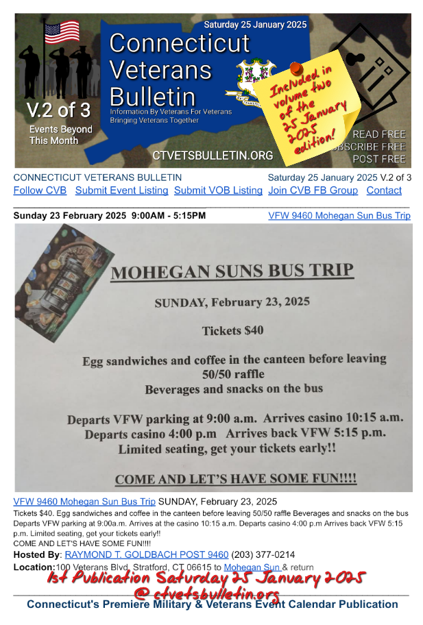 VFW 9460 Mohegan Sun Bus Trip