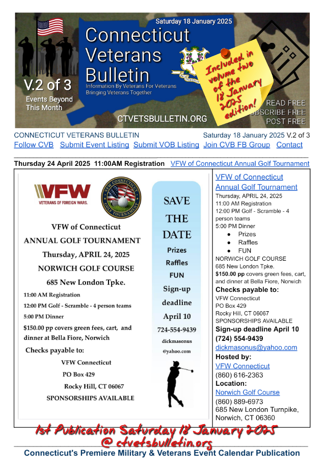 VFW of Connecticut Annual Golf Tournament