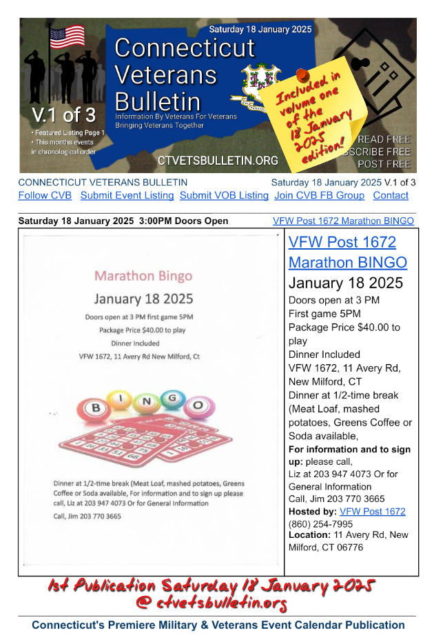 VFW Post 1672 Marathon BINGO