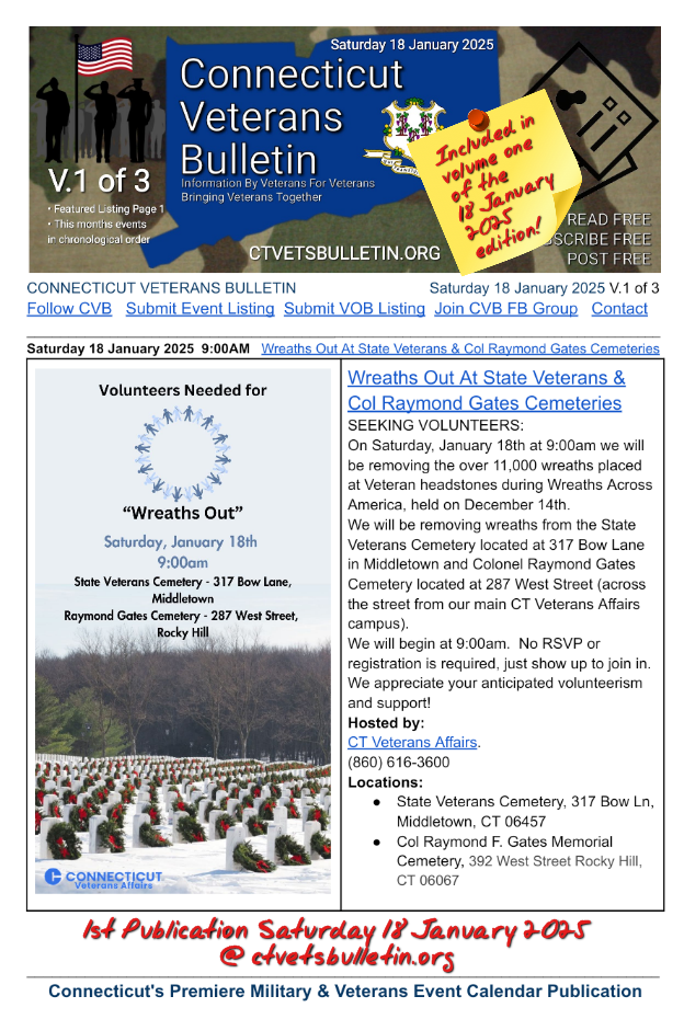 Wreaths Out At State Veterans & Col Raymond Gates Cemeteries