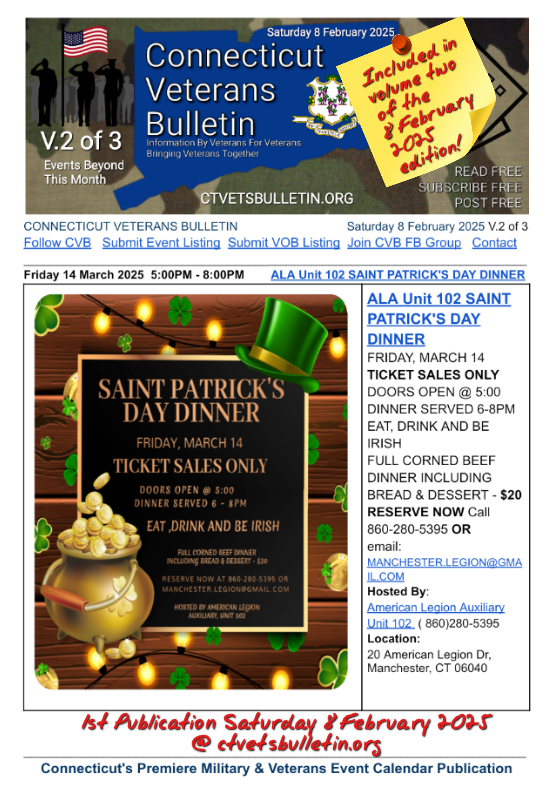 ALA Unit 102 SAINT PATRICK'S DAY DINNER