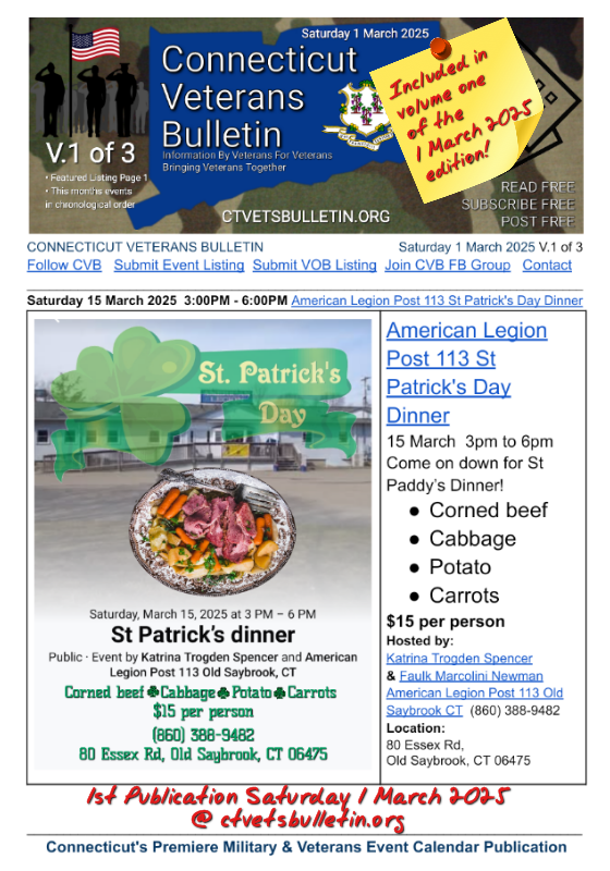 American Legion Post 113 St Patrick's Day Dinner