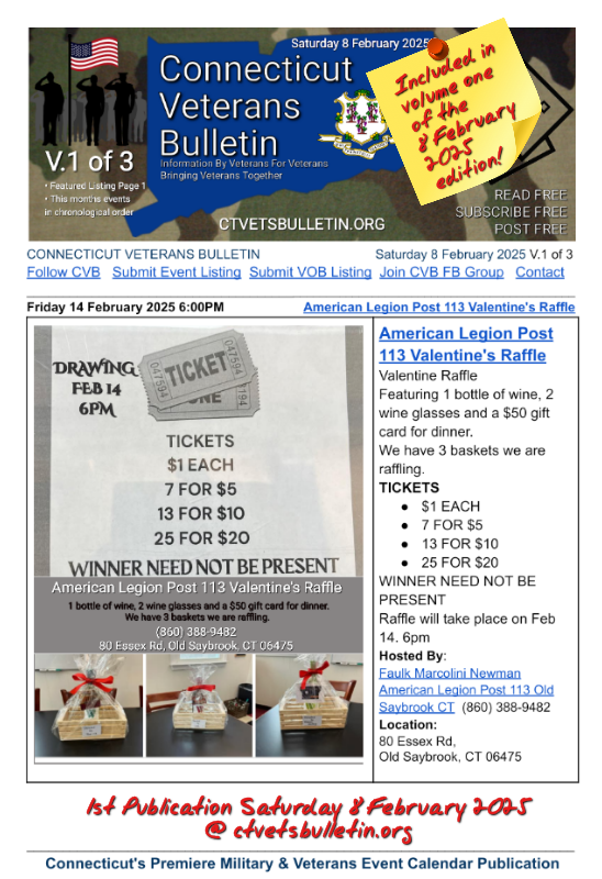 American Legion Post 113 Valentine's Raffle