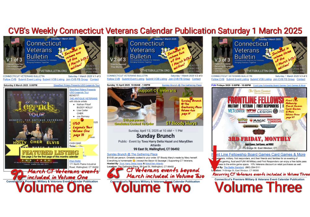 CVB's Weekly Connecticut Veterans Calendar Publication Saturday 1 March 2025