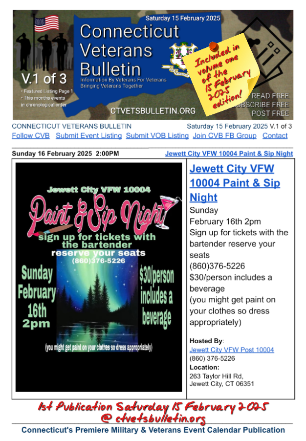 Jewett City VFW 10004 Paint & Sip Night