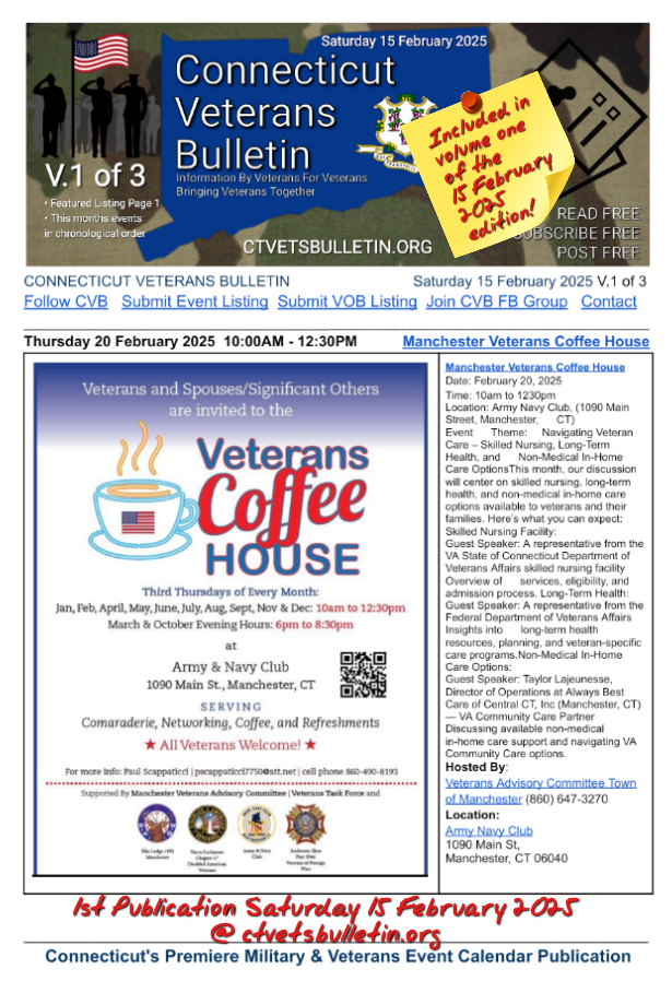 Manchester Veterans Coffee House February 20 2025