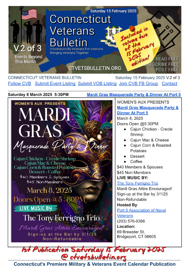 Mardi Gras Masquerade Party & Dinner At Port 5